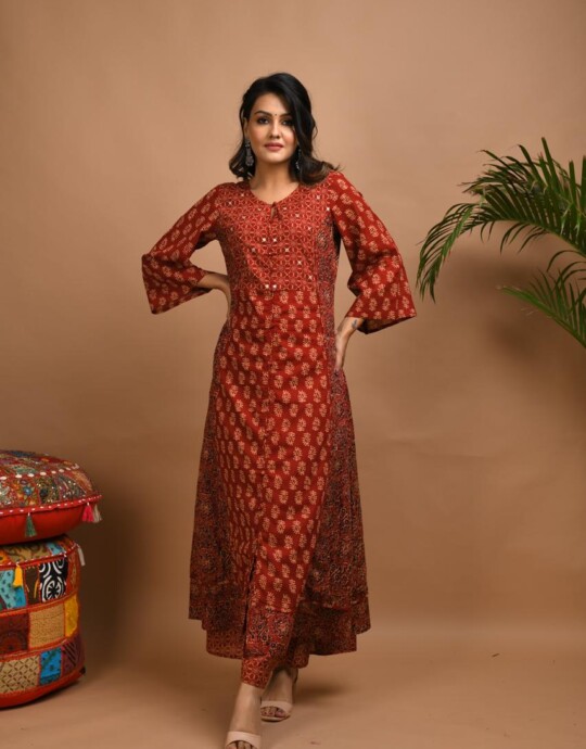 Kurti plazzo set red