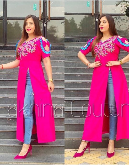 Magenta Rayon kurti