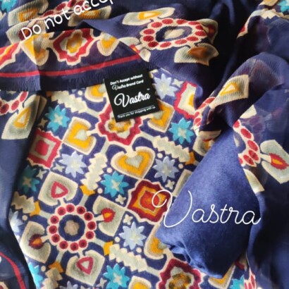 Navy blue printed