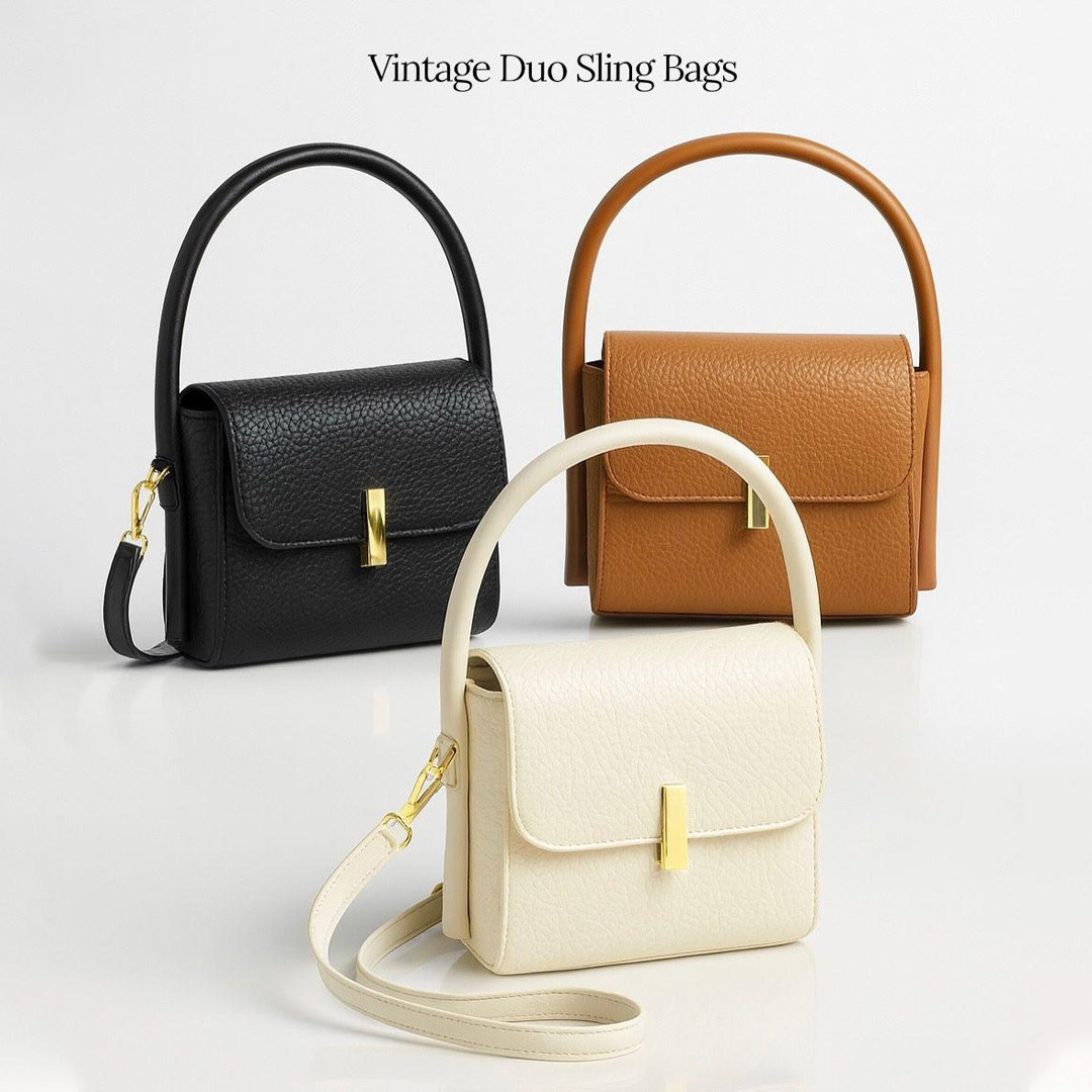 Vintage Duo Sling Bags non branded made of very Luxury Feel Faux Leather