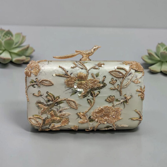 Printed Embroidery Designer Clutch jpg